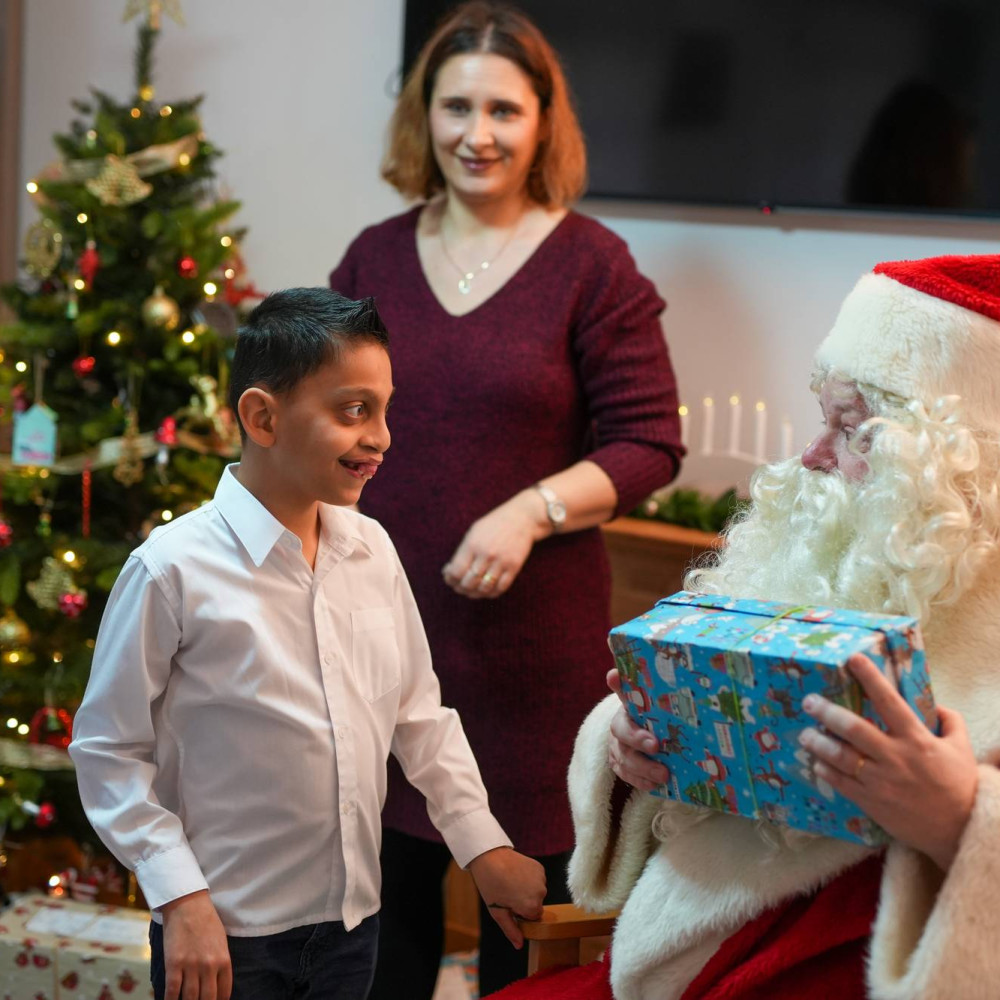 Andrei & Santa with shoebox