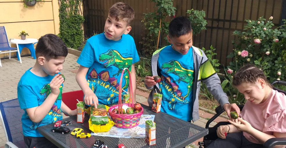 Children outdoors at Easter