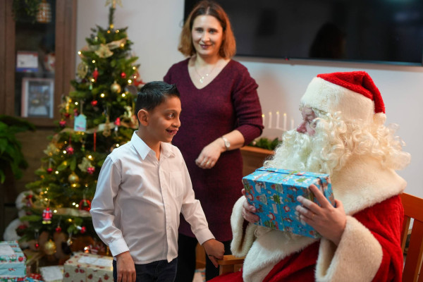 Andrei & Santa with shoebox